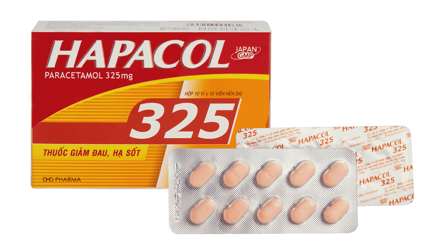 Thuốc hạ sốt dạng viên Hapacol paracetamol 325mg dùng để điều trị các triệu chứng đau