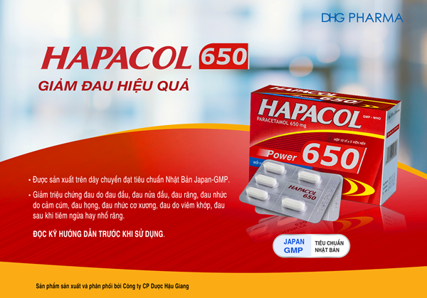 Sản phẩm Hapacol 650 giúp giảm đau hiệu quả