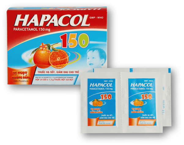 Sử dụng thuốc Hapacol 150 mg dành cho đối tượng 1-3 tuổi để giảm đau, hạ sốt